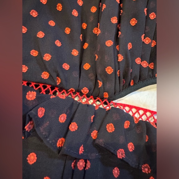 Self portrait polka dot cut out mini dress pockets  medium - Picture 14 of 17